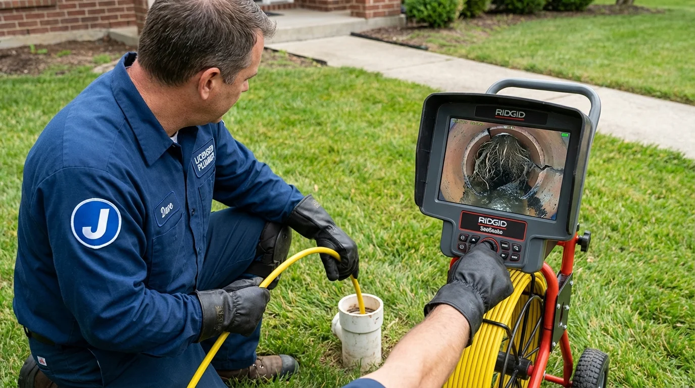 Sewer camera inspection being performed by Johns Plumbing LLC in Williamson